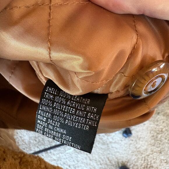 Vintage Leather Pennylane Coat Faux Fur Trim Longline Winter Heavy Hooded Medium - Picture 11 of 12